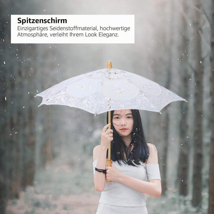Zerodis Spitze Blumenschirm, handgemachte Stickerei Sonnenschirm Hochzeit Braut Fotografie Sonnensch
