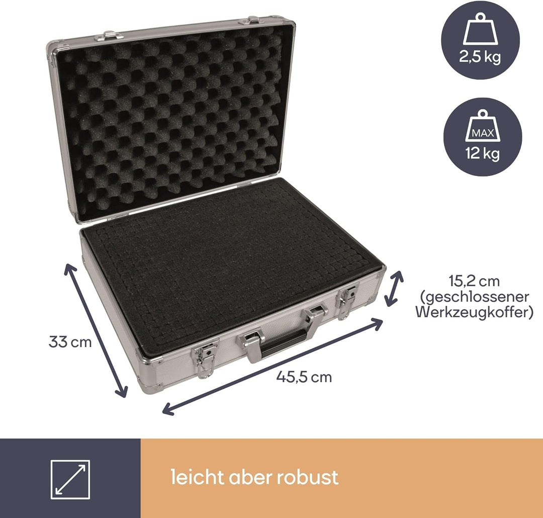 PEREL - 1819-42A 1819–42 A Aluminium Werkzeugkoffer 138952 45.5 X 33 X 15.2 cm Schwarz, 45.5 X 33 X