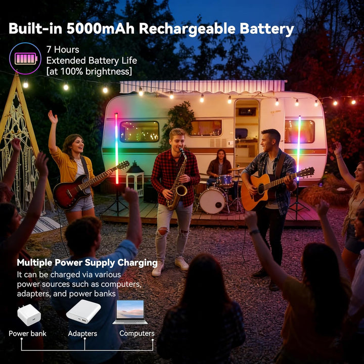 2 Stück 120cm LED Videolicht Mood1 Pro mit Stativ, LED Handheld Fotografie Lichtdimmbar und Musikmod