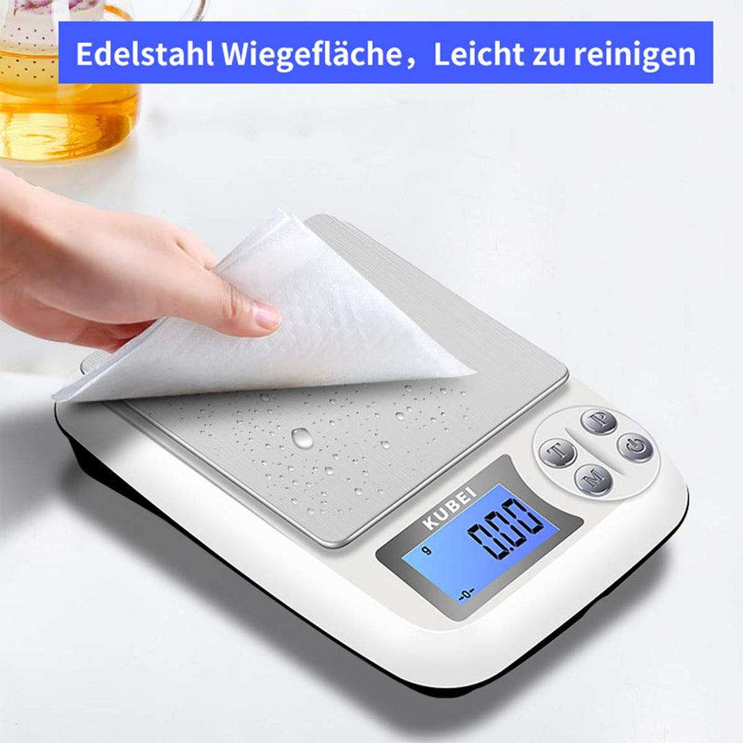Feinwaage 1kg/0.01g USB Aufladen Digitale Küchenwaage,Hochpräzise Grammwaage Digitalwaage Briefwaage