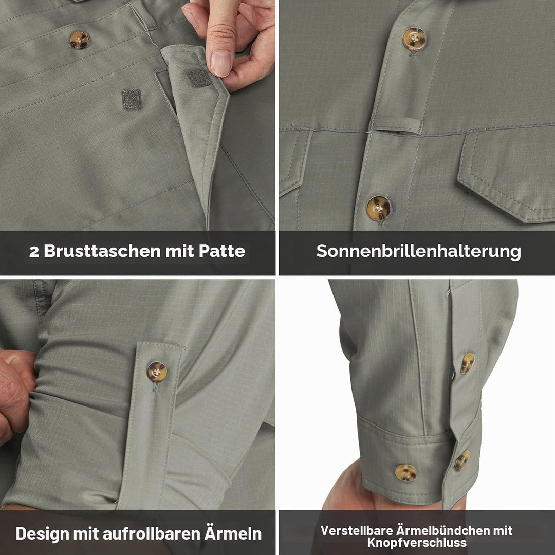 Outdoor Ventures Hemd Herren Freizeithemd Langarm Outdoor Shirt Atmungsaktive Schnell Trocknende Fun