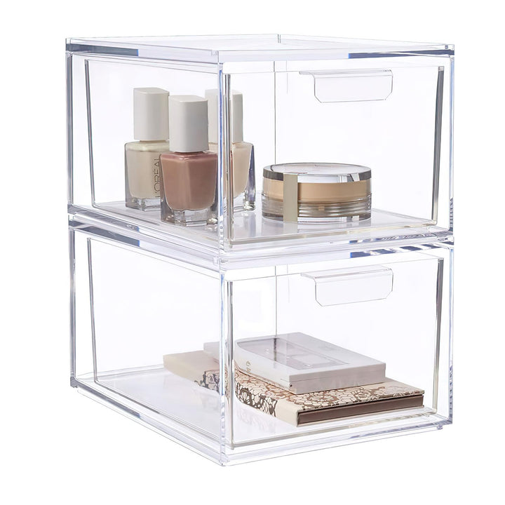 2 Stück Schubladenbox Badezimmer Organizer Bad, Transparent Acryl Organizer