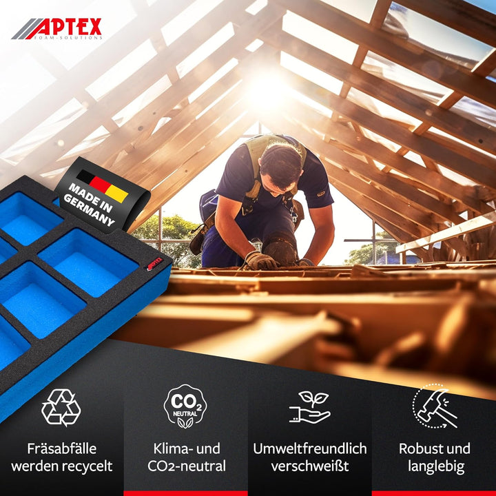 APTEX Schaumeinlage passend für 8x Bosch Akkus Expert 5.5-15Ah für Bosch L-Boxx 136