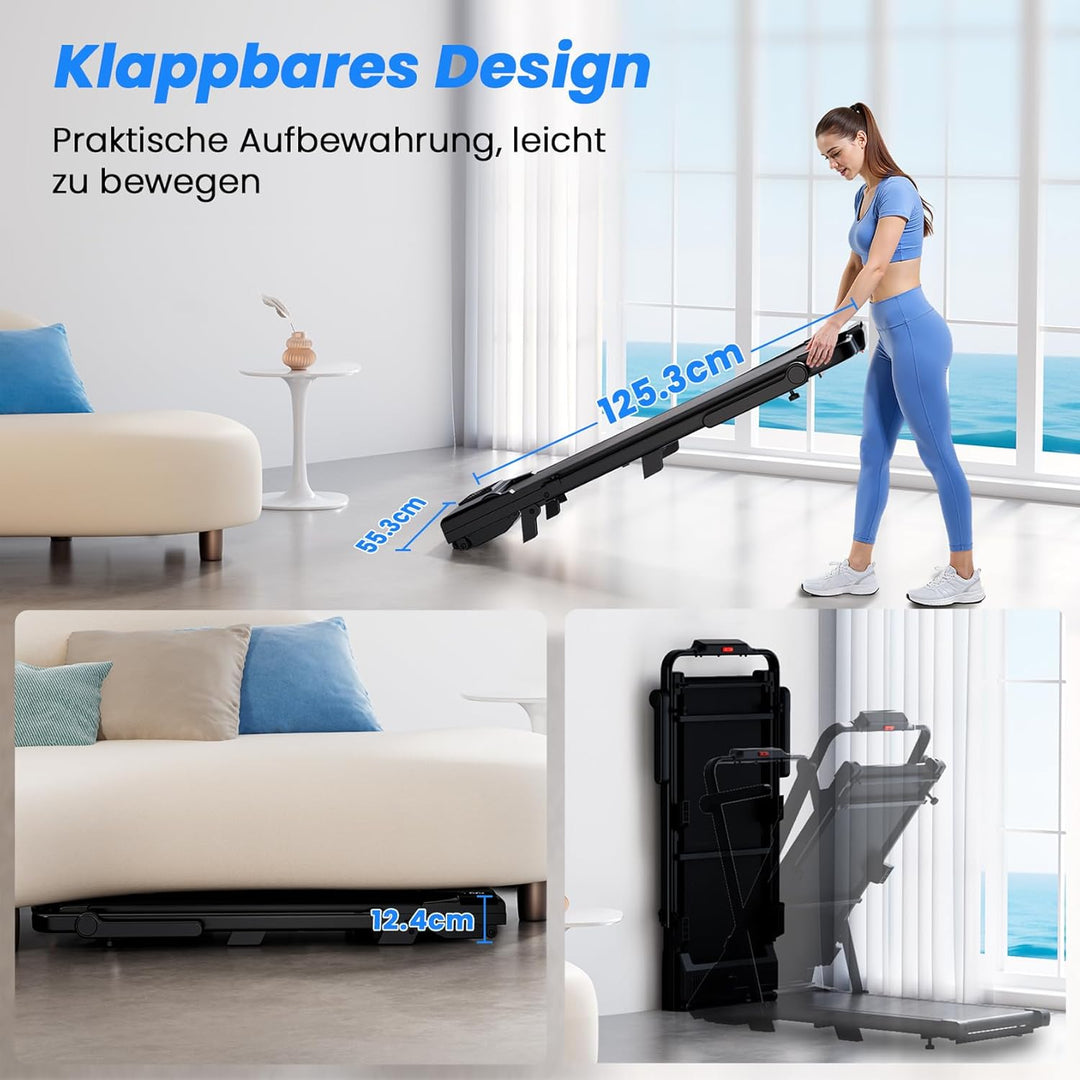 4 in 1 Walking Pad mit Steigung 6% Superun, 12 km/h Laufband für Zuhause Klappbar mit APP und Fernbe