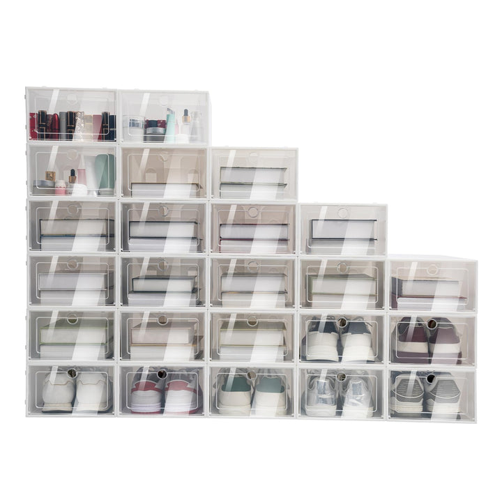 20/24er Transparent Schuhbox, Stapelbar Schuhbox Schuhkarton Schuhaufbewahrung Schublade Transparent