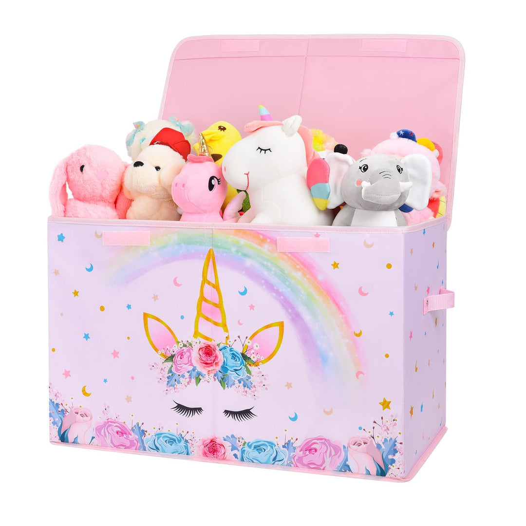 WERNNSAI Einhorn Aufbewahrungsbox mit Deckel - Kinder Spielzeugkiste 64 x 32 x 40cm Spielzeug Kleidu