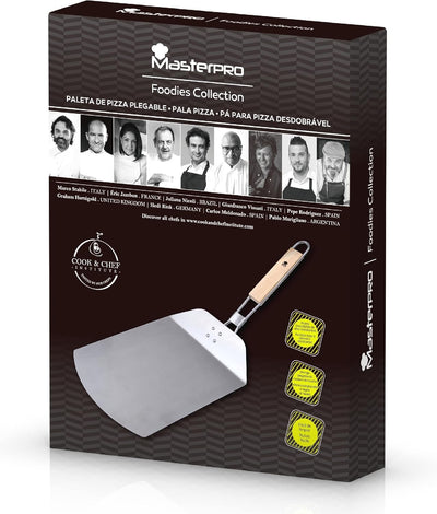 MasterPro Foodies | Pizzaschieber | Pizzaschieber aus Edelstahl | Abmessungen 57,8 x 24,3 x 3,4 cm |