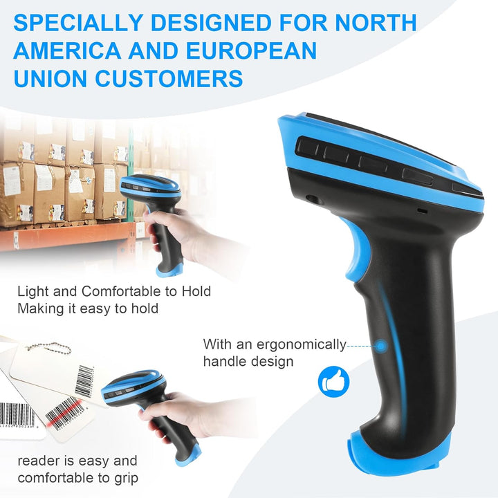 Barcode Scanner Wireless, Wiederaufladbare 1D Laser Kabelloser Scanner, Handscanner Kabellos Vielsei