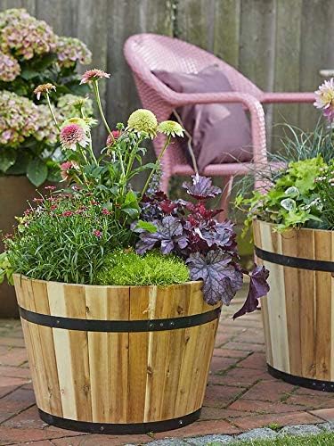 Pflanzwerk® Pflanzkübel Cup Holz Ø55cm 100% Bio-AKAZIENHOLZ Weinfass Holzfass *Frostbeständiger Blum