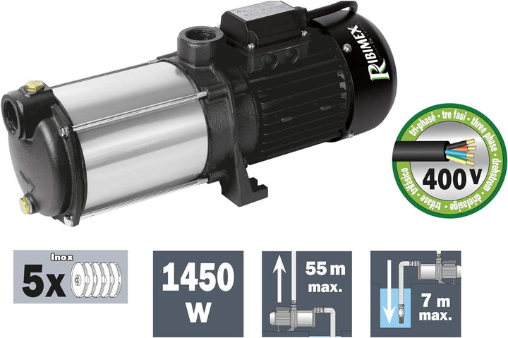 Pompa di superficie grossa portata multicellulare autoadescante 5 turbine