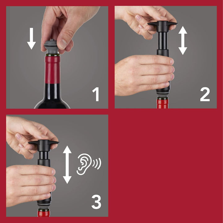 Vacu Vin Wine Saver Vakuumstopfen für Weinflaschen, hält Wein bis zu einer Woche frisch mit luftdich
