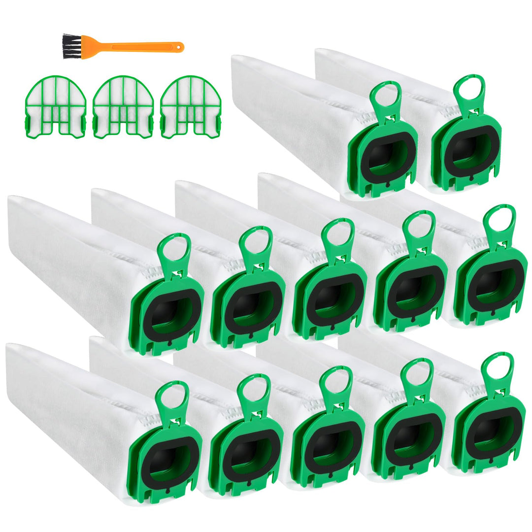 12 Stück Staubbeutel für Vorwerk Kobold VB100,Staubsaugerbeutel,Mit 3 Motorfiltern, 1 Bürsten, Staub