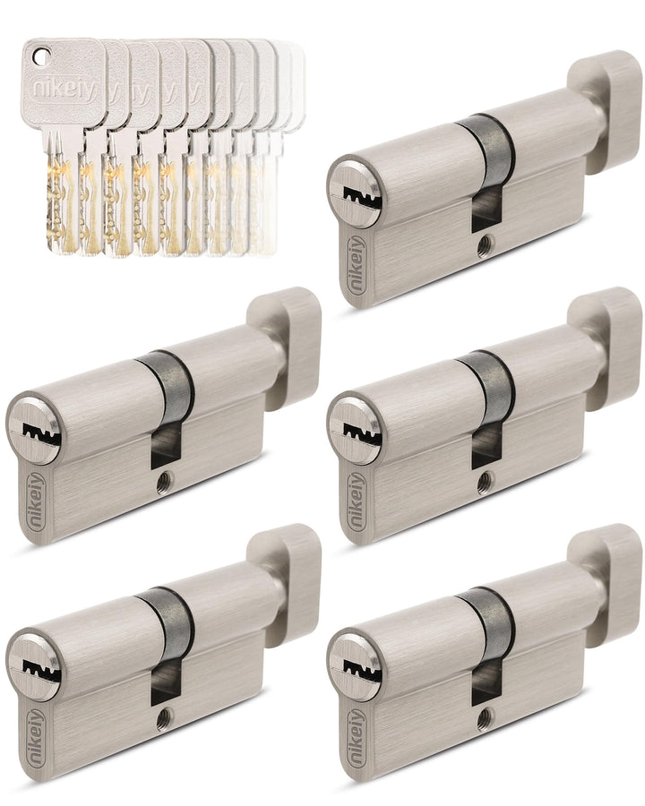 GERCAR Pro 5x Knaufzylinder 40/40 gleichschliessend Set 5 Schliesszylinder mit Knauf inkl. 25 Schlüs