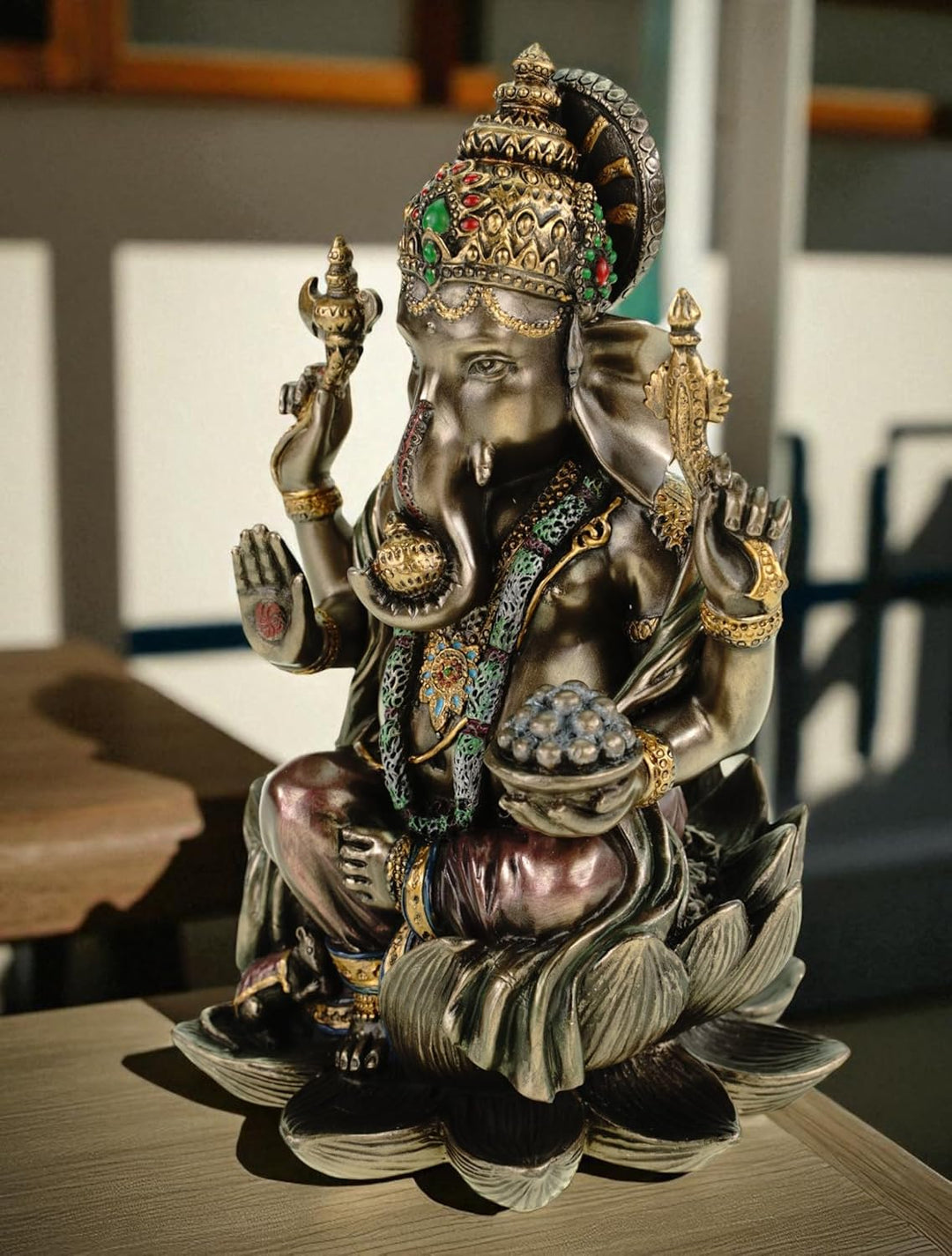 Veronese by Joh. Vogler GmbH Dekofigur Buddha Ganesha auf Lotusthron Feng Shui Ganesh Elefantengott