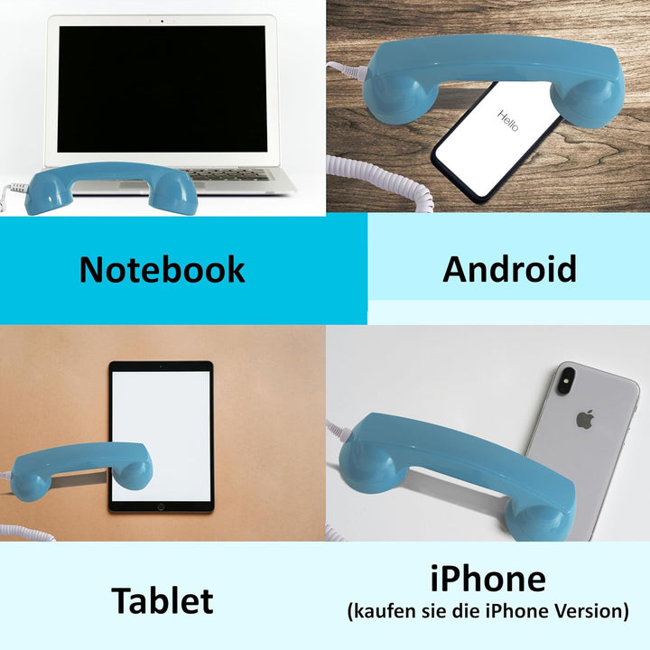 Opis 60s Micro - Retro Handyhörer für Android Smartphones, Tablets, Notebooks und Handys in der Form