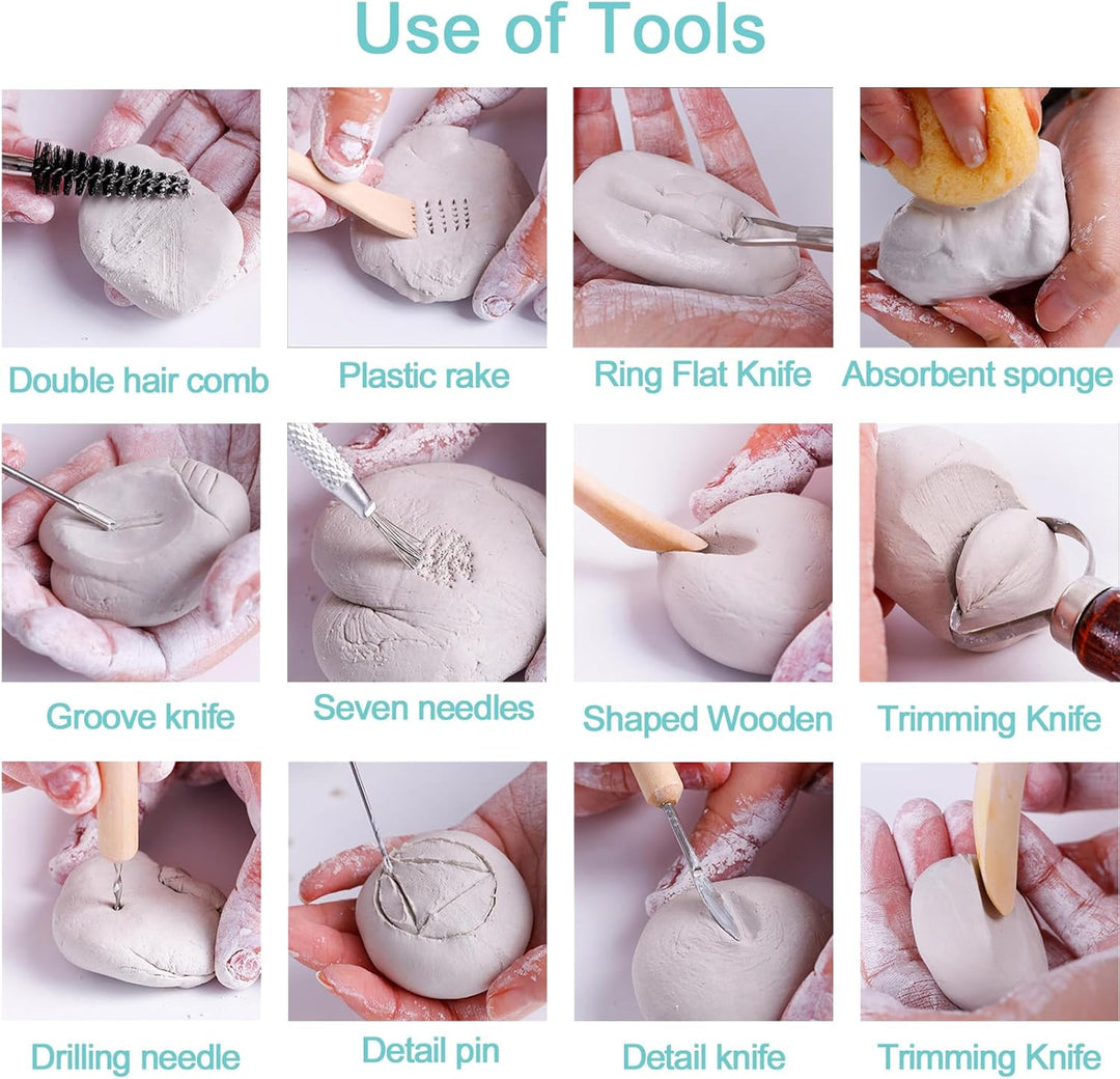 Modellierwerkzeug,62 Stück Ton Werkzeug,Carving Tools Clay Keramik Sculpting Ton Werkzeug mit eine A