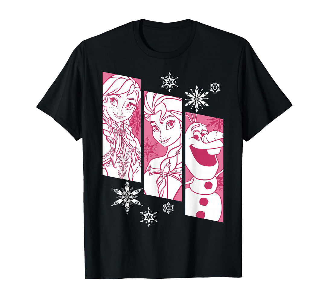 Mens Disney Frozen Anna Elsa Olaf Snowflake Panel Graphic T-Shirt Medium Asphalt
