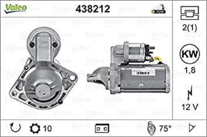 VALEO 438212 Starter Nennleistung: 1,8 kW Stop & Start: NO Zähnezahl: 10 zähne Spannung: 12 V Drehri