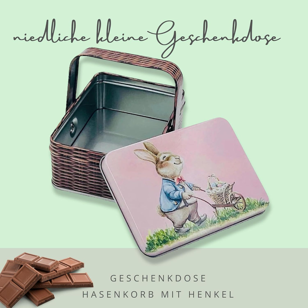 Osterkorb - Mini Dose, Bonbondose, Geschenkdose, Osterdose braun- rosa, Sammlerdose - Masse: (Länge