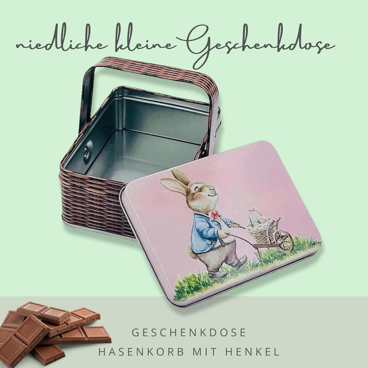 Osterkorb - Mini Dose, Bonbondose, Geschenkdose, Osterdose braun- rosa, Sammlerdose - Masse: (Länge