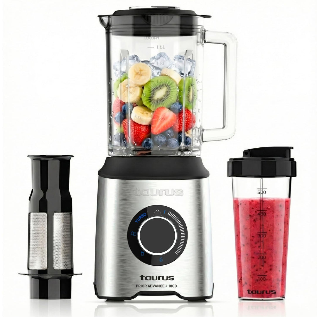 Taurus - Leistungsstarker Standmixer Prior 1800W | 20 Geschwindigkeiten | 4 Programme | Eiscrusher |