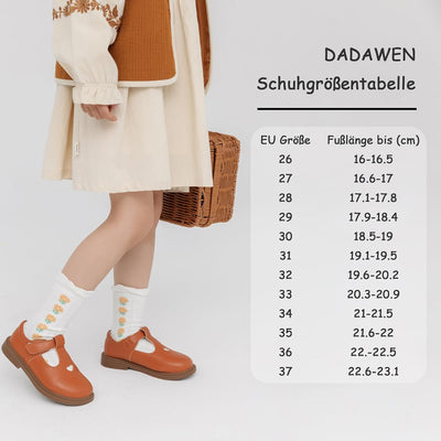 DADAWEN Mädchen Mary Jane Halbschuhe Taufschuhe Geschlossene Ballerinas 26 EU Braun, 26 EU Braun