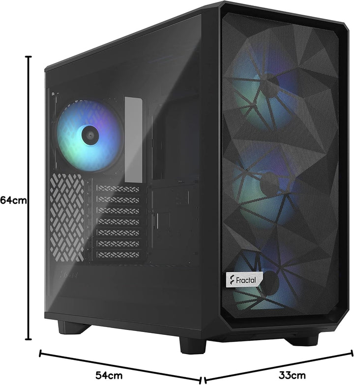 Fractal Design Meshify 2 Lite RGB Black ATX Flexible Light Tinted Tempered Glass Window Mid Tower Co