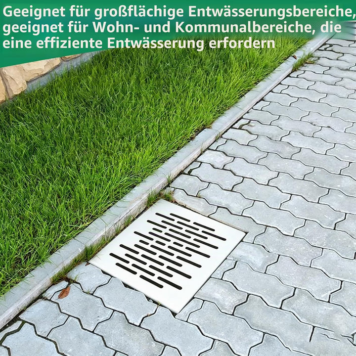 Bodenablauf mit Rahmen, Edelstahl Abflussgitter Quadratisch Bodenablauf Aussenbereich Abfluss Bodena