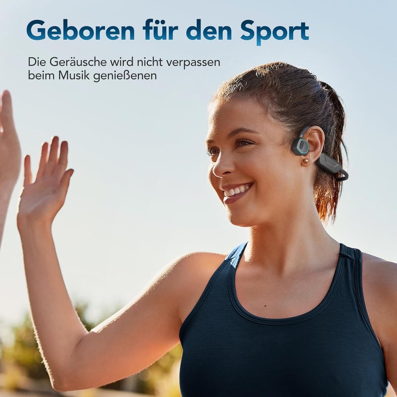 AGPTEK Sport MP3 Player, 32 GB Knochenschall MP3 Player Bluetooth 5.3, IPX8 Wasserdicht Schwimmen MP