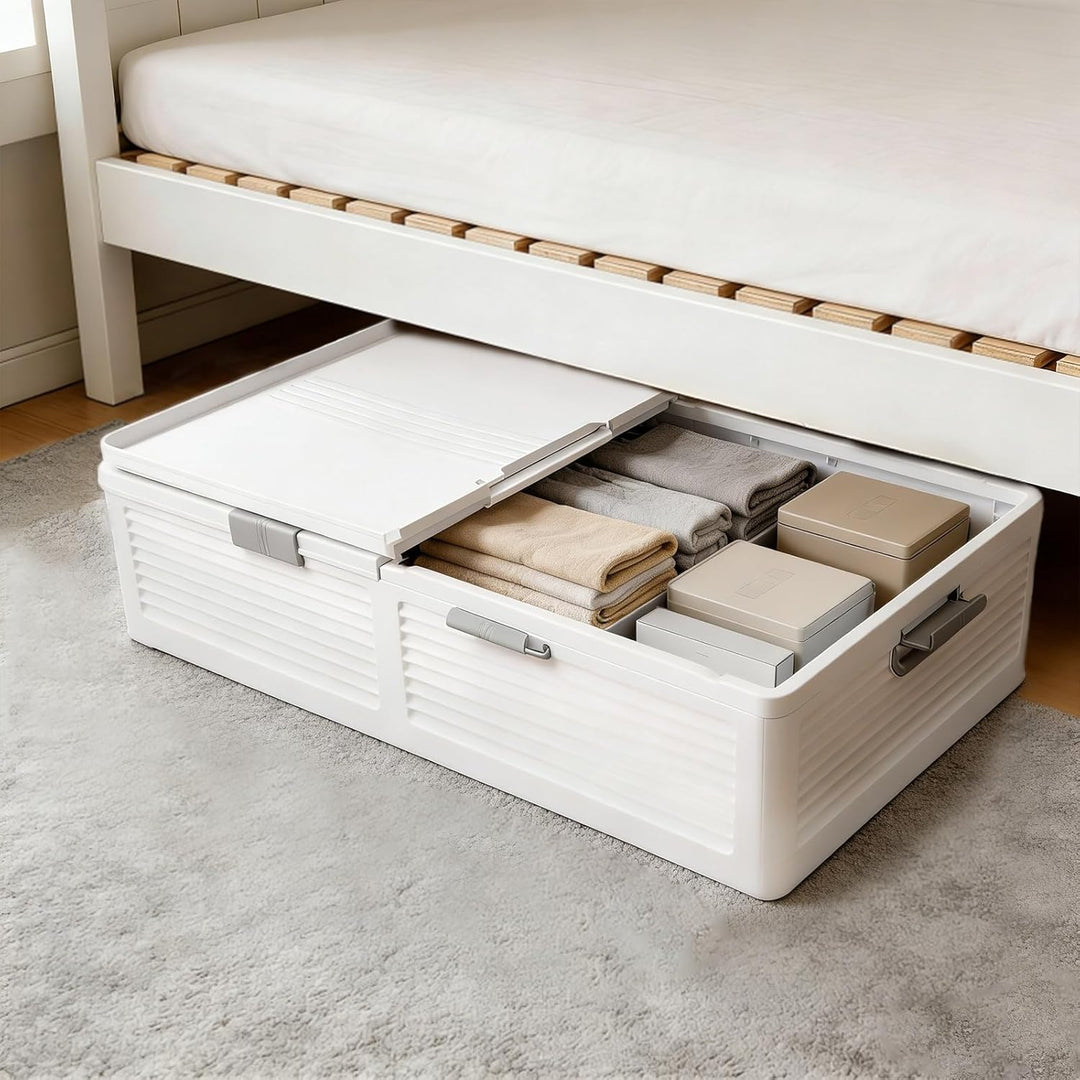 Faltbare Unterbettkommode mit Rollen, Betten Box Stauraum Bett Aufbewahrungsbox mit 6 Schnallen &amp; Do