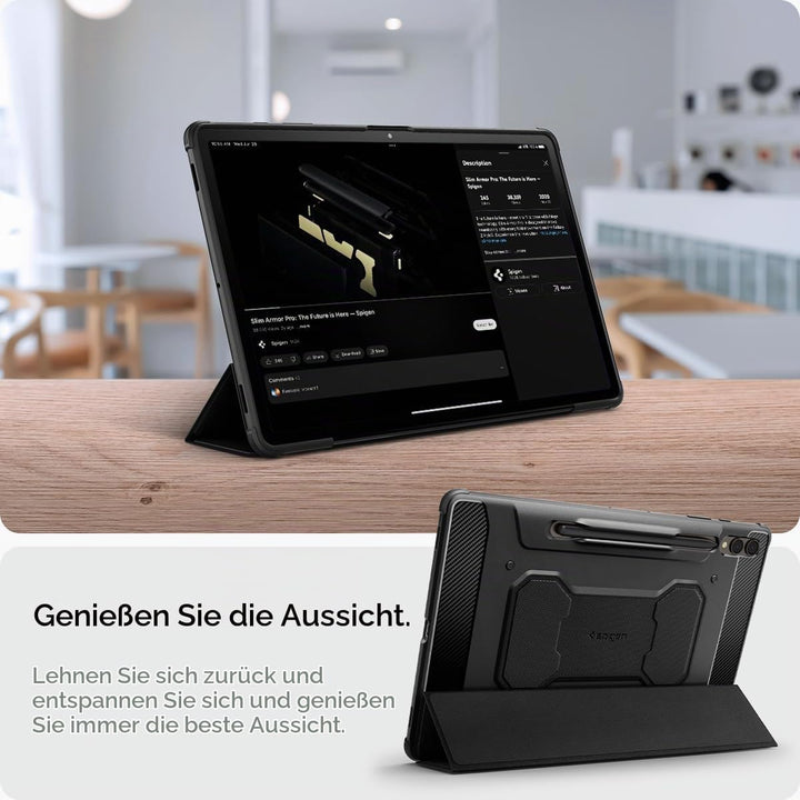 Spigen Rugged Armor Pro Entwickelt für Samsung Galaxy Tab S9+ Hülle (2023) - Schwarz