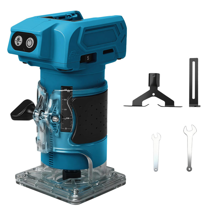 Akku Oberfräse kompatibel mit Makita 18V Akku, 800W Bürstenloser Kantenfräser Set mit 5 Geschwindigk