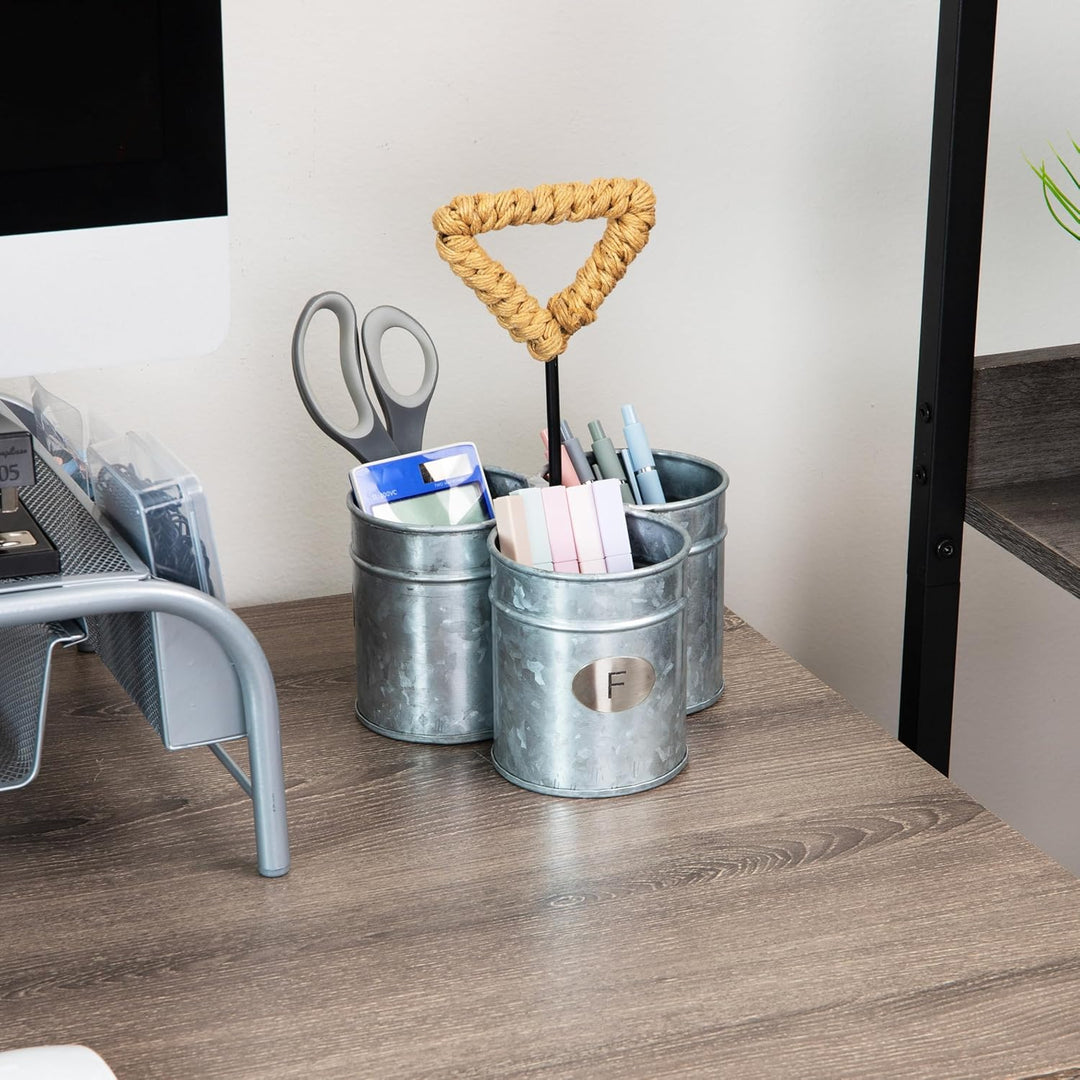 Mind Reader Utensilienhalter, Besteck-Organizer, Besteckhalter, verzinktes Metall, 17,8 x 17,8 x 25,