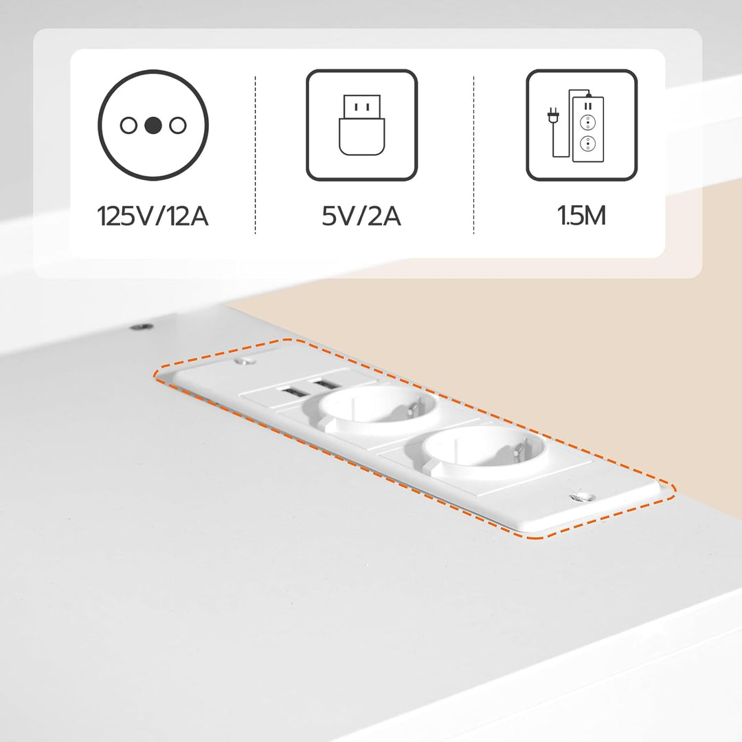 HOOBRO Nachttisch mit Ladestation, Beistelltisch, Sofatisch mit 2 Schubladen, Couchtisch mit USB-Ans