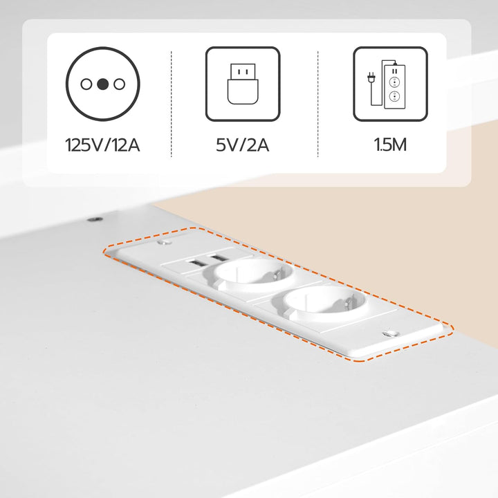 HOOBRO Nachttisch mit Ladestation, Beistelltisch, Sofatisch mit 2 Schubladen, Couchtisch mit USB-Ans