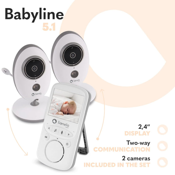 LIONELO Babyline 5.1 Babyphone mit Kamera Zweiwege-Kommunikation, Reichweite von 300 Meter, Zwei Kam