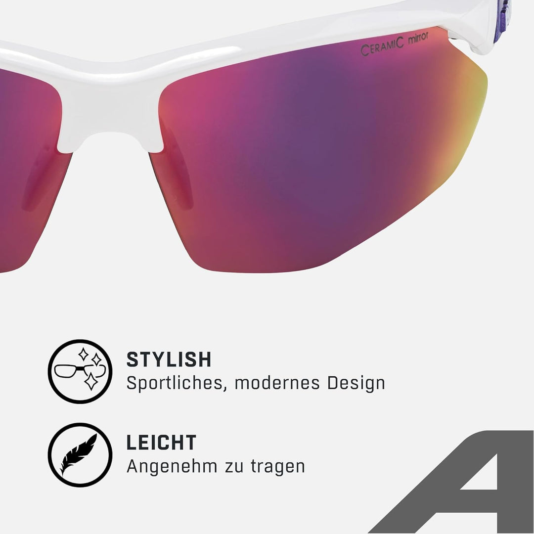 ALPINA NYLOS HR - Verspiegelte und Bruchsichere Sport- & Fahrradbrille Mit 100% UV-Schutz Für Erwach