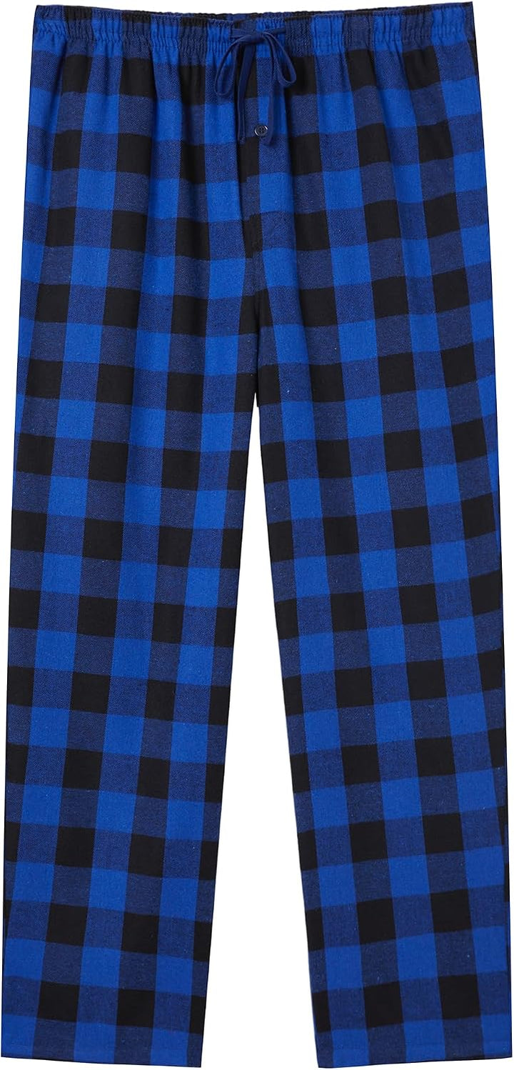 Herren Pyjamahose Flanell Baumwolle kariert Schlaf &amp; Lounge Hose, PJ Hose mit Taschen und Knopfleist