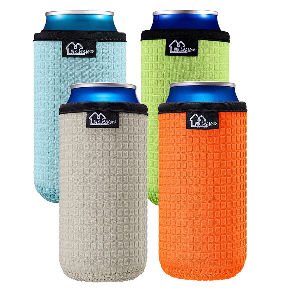 WK IEASON 12 oz Slim Can Sleeves Insulators Holder 12 oz Beer Bottle Sleeves Non-Slip Neoprene Can C
