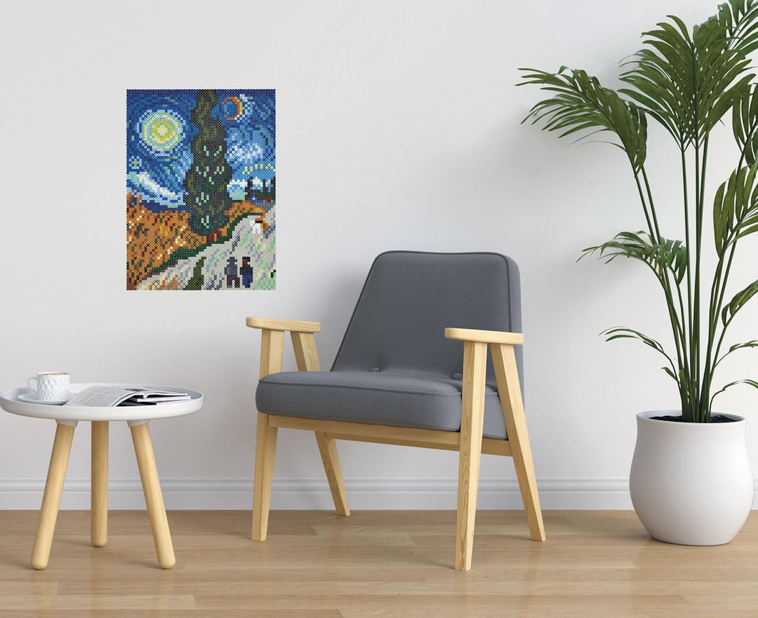 Hama Perlen 3607 Grosse Geschenk-Box Van Gogh mit ca. 10.000 bunten Midi Bügelperlen mit Durchmesser