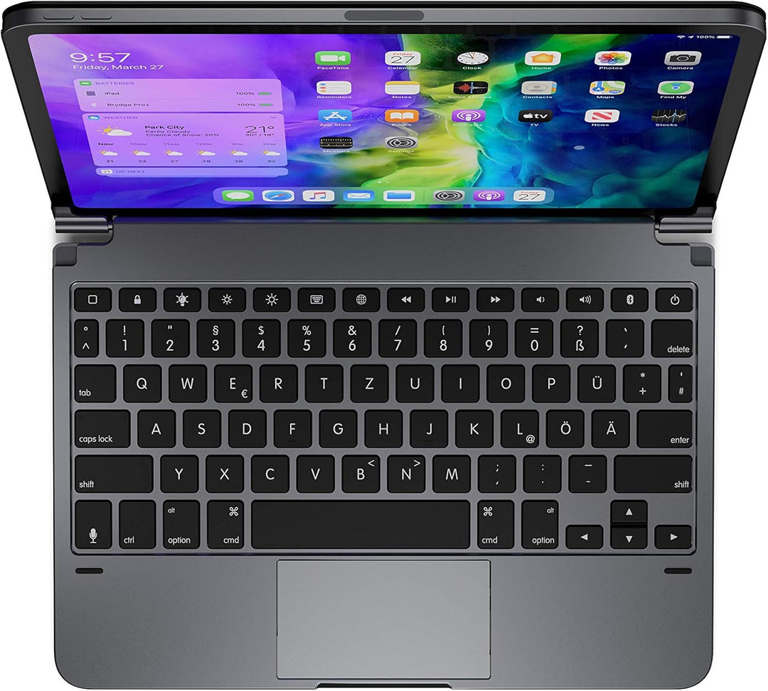 Brydge 11.0 Pro+ Wireless German QWERTZ Keyboard with Trackpad, Compatible with iPad Pro 11.0-inch (