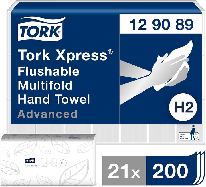 Tork Xpress weiche Multifold Papierhandtücher schnellauflösend 129089 - H2 Advanced Falthandtücher f