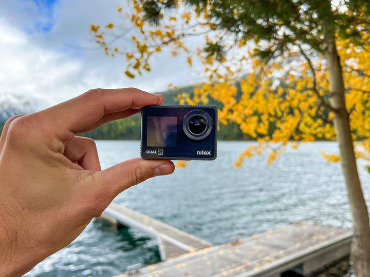 Nilox, Action Cam Dual S, Action-Kamera, Auflösung 4K/60fps, 170° Weitwinkel, Touchscreen hinten, wa