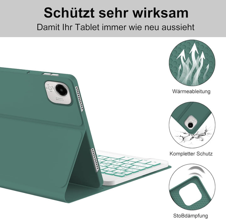 Hülle mit Tastatur für Honor Pad X9a 2025 11,5 Zoll, Abnehmbare Bluetooth Tastatur mit Deutschem QWE