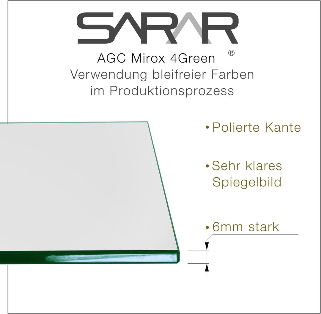 SARAR Badezimmerspiegel mit LED-Beleuchtung Bad 40x60 cm Made in Germany Designo MA2110 eckiger Wand