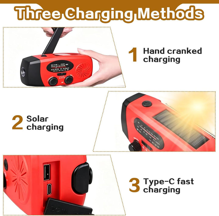 Kurbelradio Notfallradio Solar LED Taschenlampe Radio Power Bank 600mAh AM/FM Batteriebetrieben mit