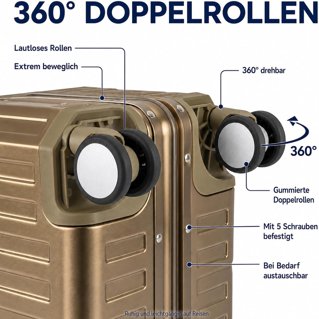 Travelhouse 100% Aluminium Reisekoffer Tokyo Champagner L-72cm Hartschalenkoffer 2X TSA Zahlenschlos