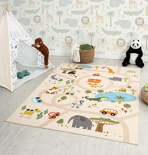 the carpet Happy Life Kinderzimmer, Kinderteppich, Spielteppich, Waschbar, Strassenteppich, Strasse,