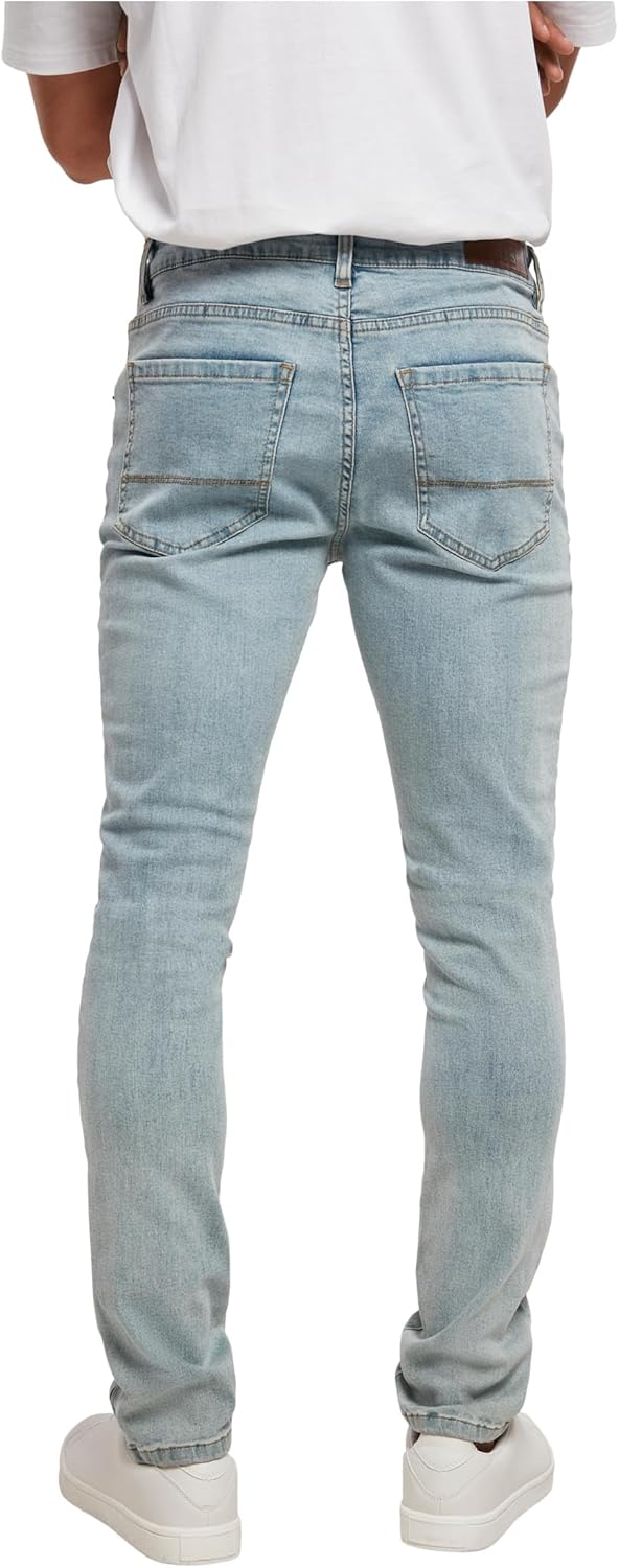 Urban Classics Herren Slim Fit Zip Jeans Hose 28W / 32L Lighter Washed., 28W / 32L Lighter Washed.