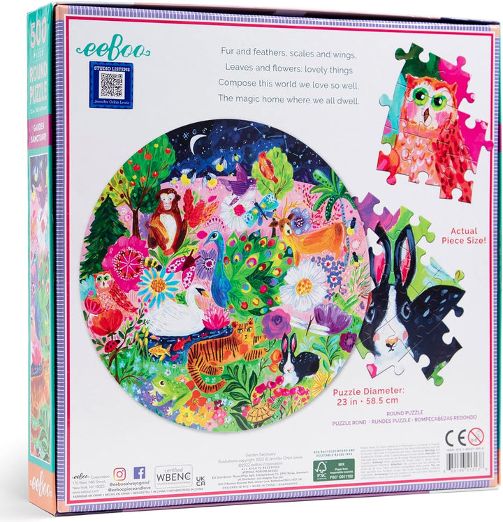 eeBoo - Round Puzzle 500 pcs - Garden Sanctuary - (EPZFGSA
